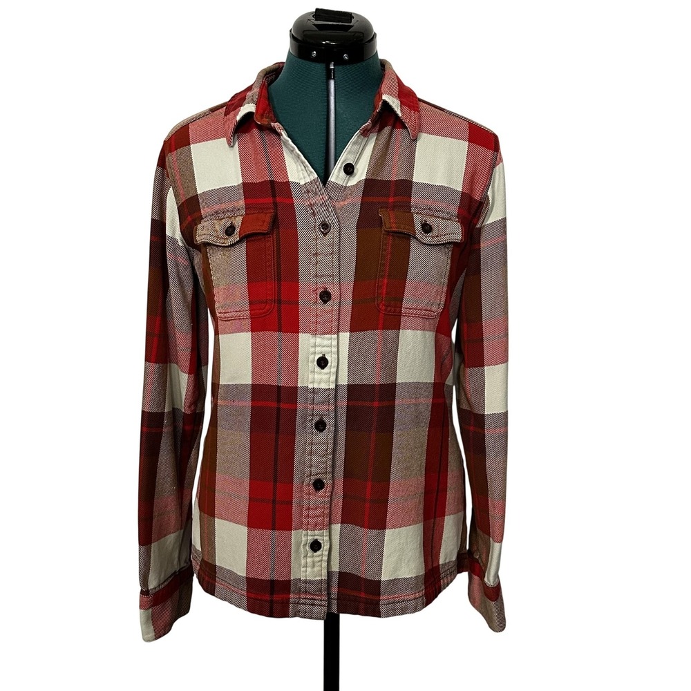 Patagonia Flannel Shirt‎ Womens 8 Red Plaid Organic Cotton Button Front Pockets